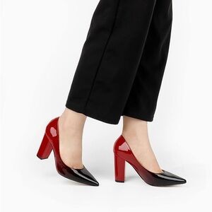 JOY IN LOVE Chunky Heels for Women High Block Heel Pointy Toe Dress Work Pumps​